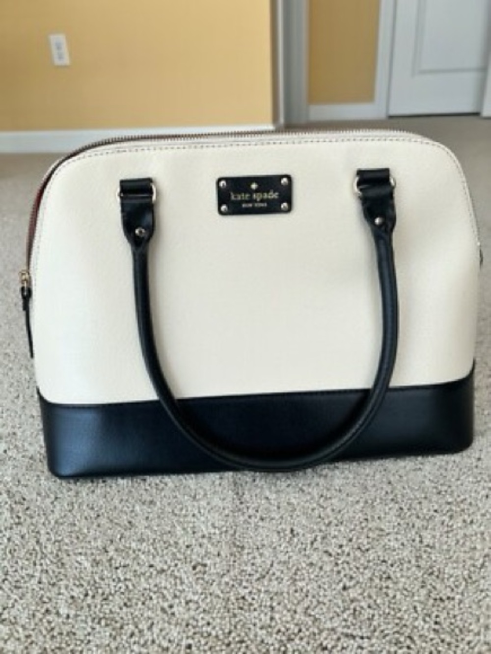 kate spade Black and Cream Two-Tone Dome Satchel